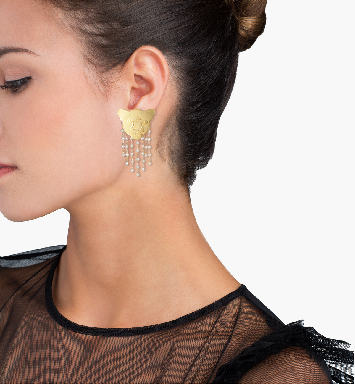 Aretes Jaguar Lluvia de Perlas